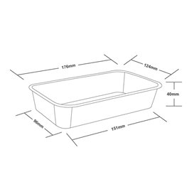Plastic Bakje Rechthoek Zwart van PP met Deksel 500ml 17,3x11,9cm (50 Stuks)