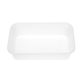 Barquette en Plastique PP Blanche avec Couvercle 500ml 17,3x11,9cm (50 Utés)