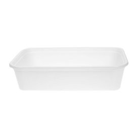 Barquette en Plastique PP Blanche avec Couvercle 500ml 17,3x11,9cm (500 Utés)