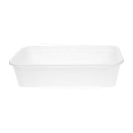 Barquette en Plastique PP Blanche avec Couvercle 500ml 17,3x11,9cm (50 Utés)