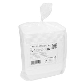 Plastic Bakje Rechthoek Wit van PP met Deksel 500ml 17,3x11,9cm (500 Stuks)