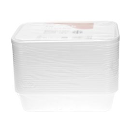 Barquette en Plastique PP Blanche avec Couvercle 500ml 17,3x11,9cm (50 Utés)