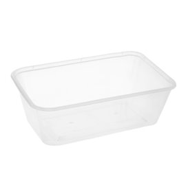 Plastic Bakje Rechthoek Transparant van PP met Deksel 650ml 17,3x11,9cm (500 Stuks)
