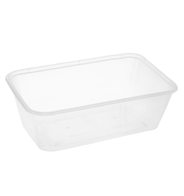 Plastic Bakje Rechthoek Transparant van PP met Deksel 650ml 17,3x11,9cm (500 Stuks)