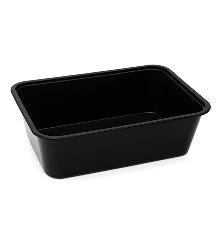 Plastic Bakje Rechthoek Zwart van PP met Deksel 750ml 17,3x11,9cm (50 Stuks) Plastic Bakje Rechthoek Zwart van PP met Deksel 750ml 17,3x11,9cm (50 Stuks)