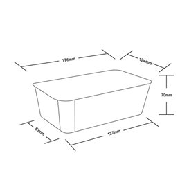 Plastic Bakje Rechthoek Zwart van PP met Deksel 1.000ml 17,3x11,9cm (50 Stuks)