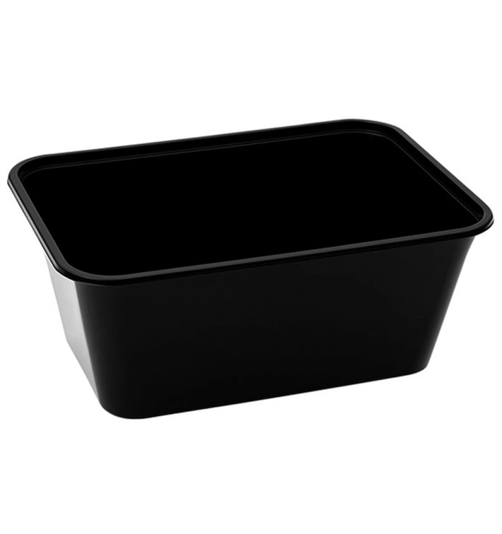 Plastic Bakje Rechthoek Zwart van PP met Deksel 1.000ml 17,3x11,9cm (50 Stuks) Plastic Bakje Rechthoek Zwart van PP met Deksel 1.000ml 17,3x11,9cm (50 Stuks)
