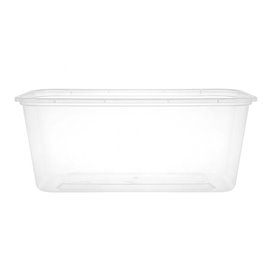 Barquette en Plastique PP Transparente avec Couvercle 1.500ml 20,4x15,3cm (50 Utés)