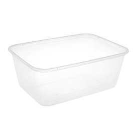 Plastic Bakje Rechthoek Transparant van PP met Deksel 1.500ml 20,4x15,3cm (50 Stuks)