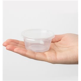 Pot à Sauce Transparent PP avec Couvercle 2Oz/60ml (100 Utés)