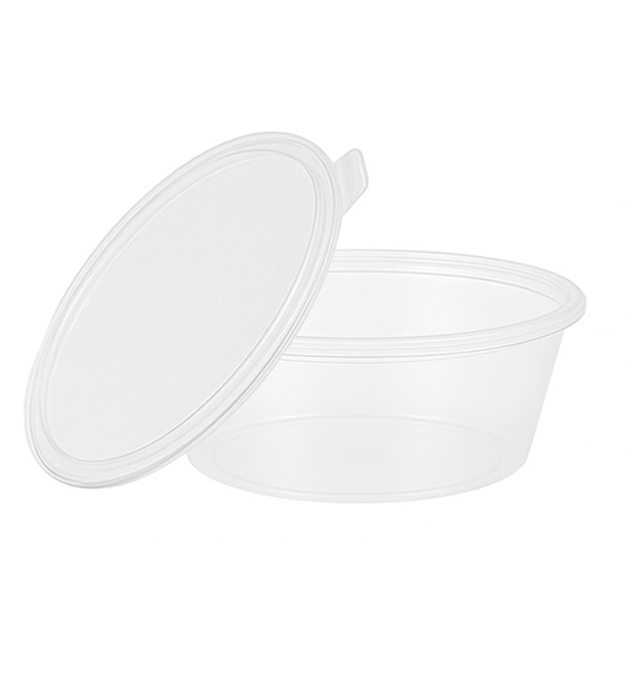 Pot à Sauce avec Charnière PP 6Oz/180ml (100 Utés) Pot à Sauce avec Charnière PP 6Oz/180ml (100 Utés)