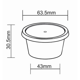 Pot à Sauce Transparent PP avec Couvercle 2Oz/60ml (100 Utés)