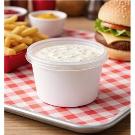 Pot à Sauce Blanc PP avec Couvercle 4Oz/120ml (2.000 Utés)