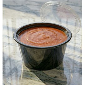 Pot à Sauce Noir PP avec Couvercle 4Oz/120ml (2.000 Utés)