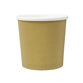 Pot en Carton Kraft avec Bordure Blanche 350ml Ø9,0cm (500 Utés)