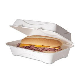 Suikerriet Gescharnierd Container wit 23x15x7,5cm (50 stuks)