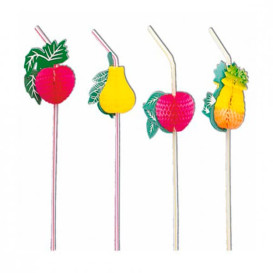 Plastic rietje flexibel PS Fruit Design Ø0,5cm 33cm 