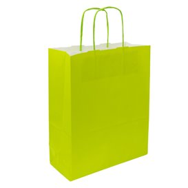 Sac en Papier Vert avec Anses 90g/m² 28+10x22 cm (250 Utés)