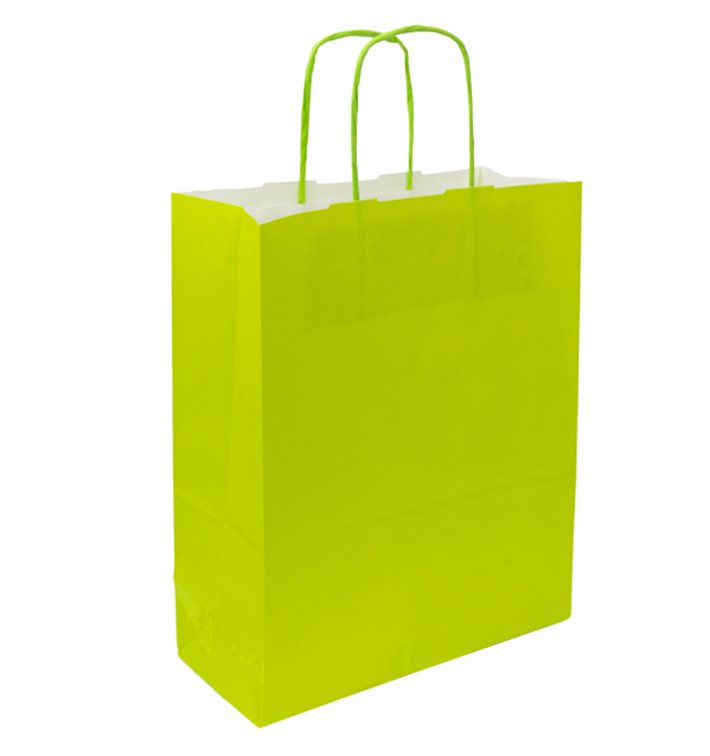 Papieren zak met handgrepen Groen 90g/m² 28+10x22 cm (250 stuks) Papieren zak met handgrepen Groen 90g/m² 28+10x22 cm (250 stuks)