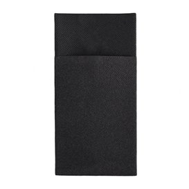 Serviette Kangourou en Airlaid Noir 33x40cm (480 unités)