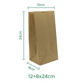 Papieren zak zonder handvat kraft 50g/m² 12+8x24cm (1.000 stuks)