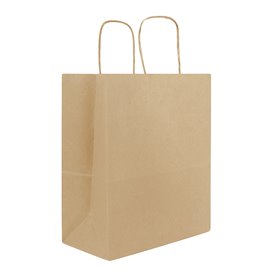 Sacs en Papier Kraft avec Anses Plates 80g/m² 22+10x28cm (50 Utés)