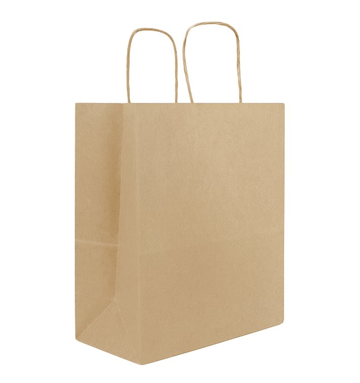 Vlakke Handvat Kraftpapier Zakken 80g/m² 22+10x28cm (250 Stuks)