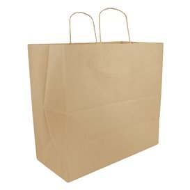 Sac Papier Kraft avec Anses Plates 70g/m² 25+17x26cm (50 Utés)