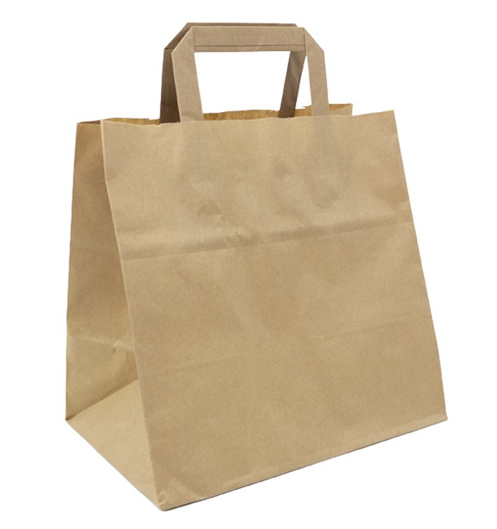 Papieren zak met handgrepen kraft Plat 70g/m² 25+17x26cm (250 stuks) Papieren zak met handgrepen kraft Plat 70g/m² 25+17x26cm (250 stuks)