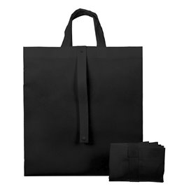 Niet geweven PREMIUM Opvouwbare tas met korte hengsels zwart 40+15x40cm (25 stuks)