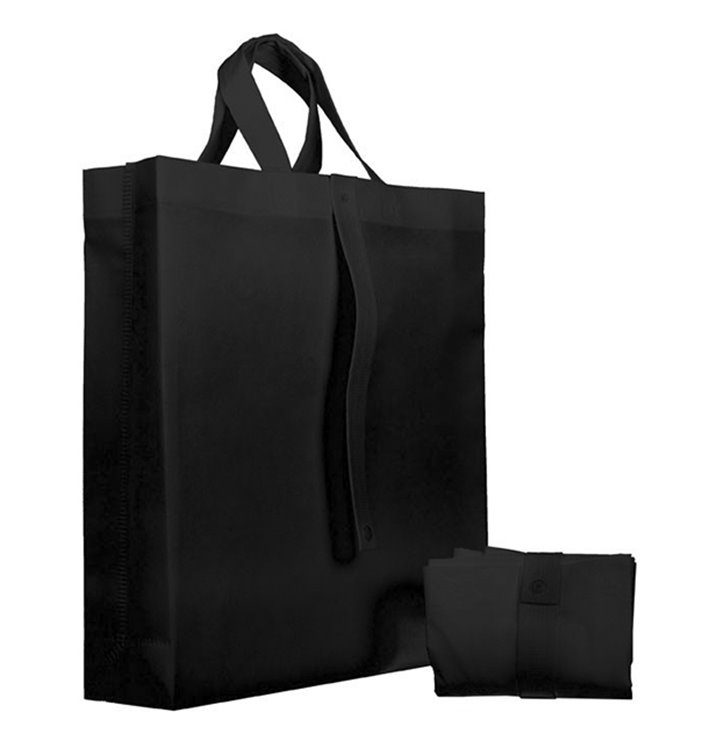 Niet geweven PREMIUM Opvouwbare tas met korte hengsels zwart 40+15x40cm (150 stuks) Niet geweven PREMIUM Opvouwbare tas met korte hengsels zwart 40+15x40cm (150 stuks)