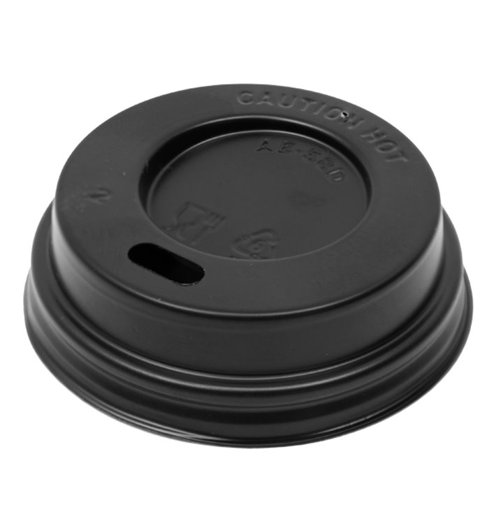 Couvercle de voyage avec trou PS pour gobelet en carton noir 3Oz Ø5,8cm (100 Utés) Couvercle de voyage avec trou PS pour gobelet en carton noir 3Oz Ø5,8cm (100 Utés)