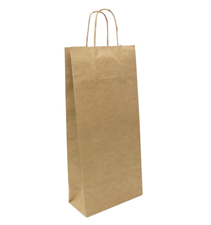 Sac en Papier Kraft Porte-Bouteilles 18+8x39cm (50 Utés) Sac en Papier Kraft Porte-Bouteilles 18+8x39cm (50 Utés)
