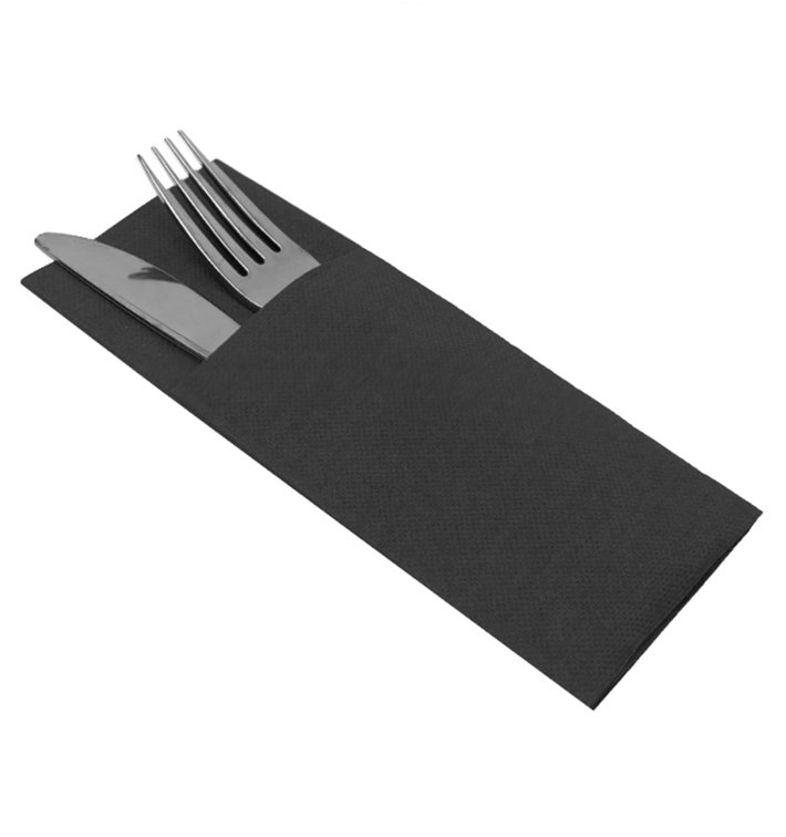 Serviette Kangourou en Papier Molletonnée 33x40cm Noire (60 Utés) Serviette Kangourou en Papier Molletonnée 33x40cm Noire (60 Utés)