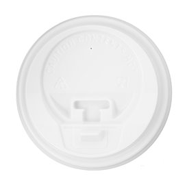 Deksel met Gat voor Papieren Beker 7Oz Wit Ø7,2cm (100 Stuks)