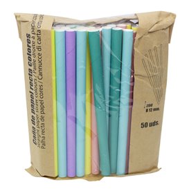 Paille Droite Papier Couleurs Ø1,2cm 20cm (3.000 Utés)