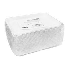 Plateau en Canne à Sucre Blanc 20,5x14,5cm (50 Unités)