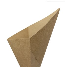 Cornet Carton Kraft avec Compartiment Sauce 26,5cm 250g (500 Utés)