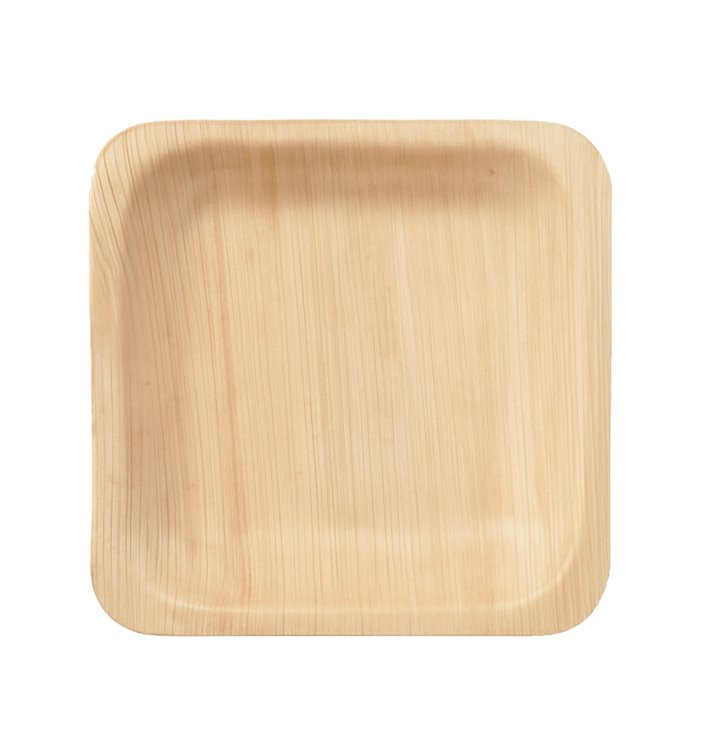 Assiette Carrée en Bois 9x9cm (25 Utés) Assiette Carrée en Bois 9x9cm (25 Utés)