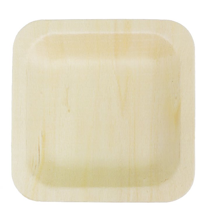 Assiette Carrée en Bois 9x9cm (600 Utés) Assiette Carrée en Bois 9x9cm (600 Utés)