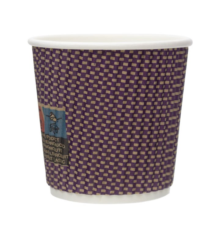 Papieren beker ribbel wand kraft 9Oz/270ml Ø8,0cm (25 stuks)