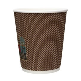 Papieren beker ribbel wand kraft 9Oz/270ml Ø8,0cm (25 stuks)