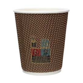 Papieren beker ribbel wand kraft 9Oz/270ml Ø8,0cm (25 stuks)