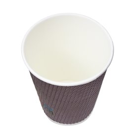 Papieren beker ribbel wand kraft 9Oz/270ml Ø8,0cm (25 stuks)
