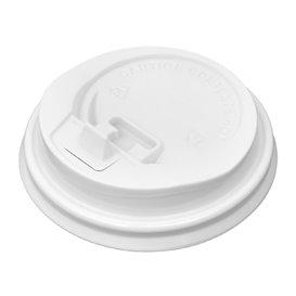 Deksel met Gat voor Papieren Beker 7Oz Wit Ø7,2cm (50 Stuks)