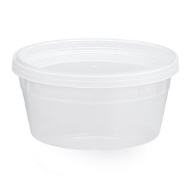 Kunststof Bak van PP “Deli Range” Transparant met Deksel 360ml (40 Stuks)