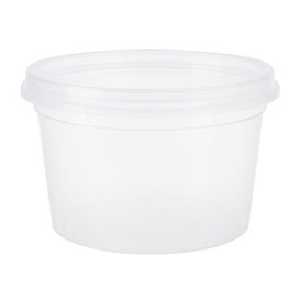 Kunststof Bak van PP “Deli Range” Transparant met Deksel 480ml (40 Stuks)