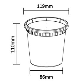 Kunststof Bak van PP “Deli Range” Transparant met Deksel 720ml (40 Stuks)