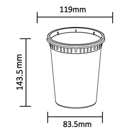 Kunststof Bak van PP “Deli Range” Transparant met Deksel 960ml (40 Stuks)