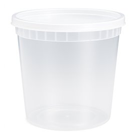 Kunststof Bak van PP “Deli Range” Transparant met Deksel 720ml (40 Stuks)